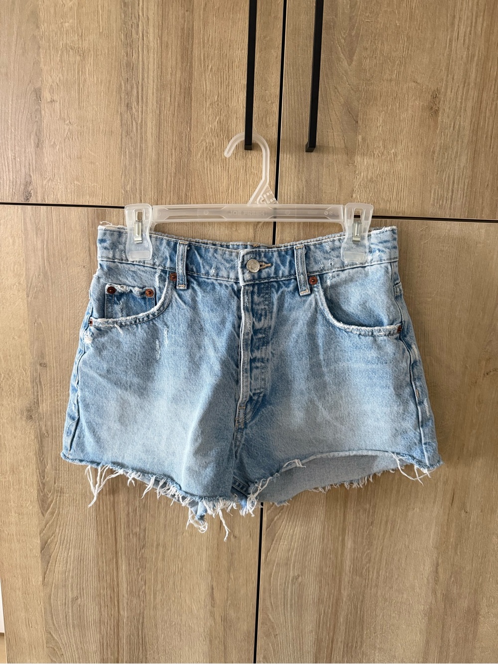 ZARA - Light Wash Frayed Denim Cutoff Shorts